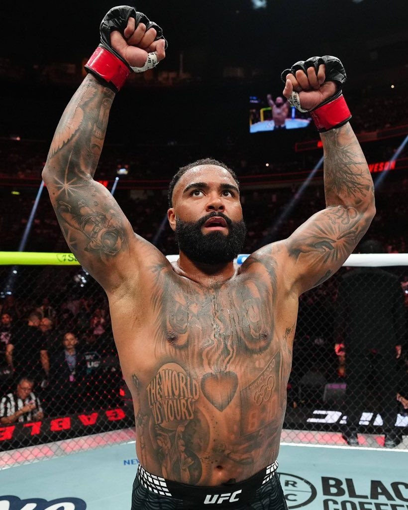 A fighter celebrating a dominant victory